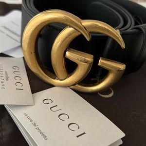 Leather belt with Double G buckle size 90.36